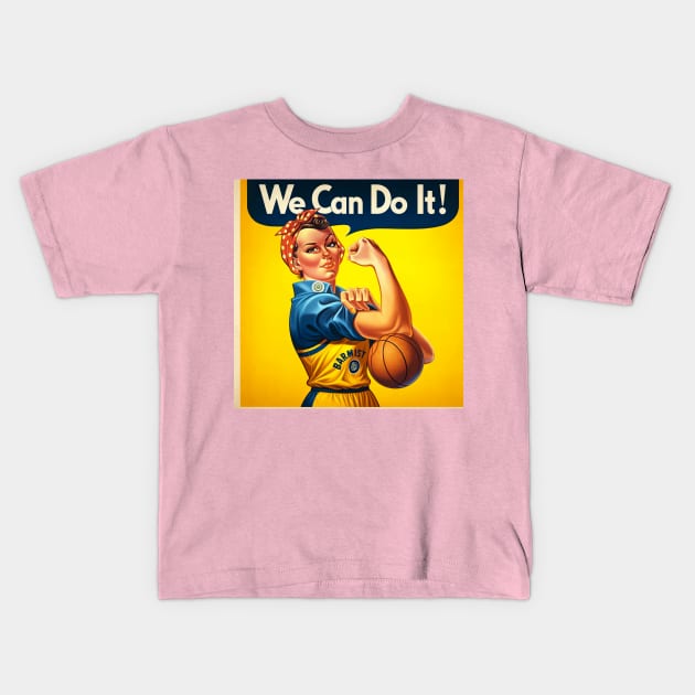 Hoops Empowerment: 'We Can Do It!' Basketball Edition Kids T-Shirt by Edd Paint Something
